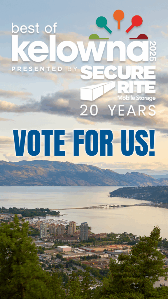 Banner saying to go to https://bestof.kelownanow.com/votes/ and vote for Vision Plumbing Heating Cooling for "best plumber" and "best HVAC" company in Kelowna 2025.