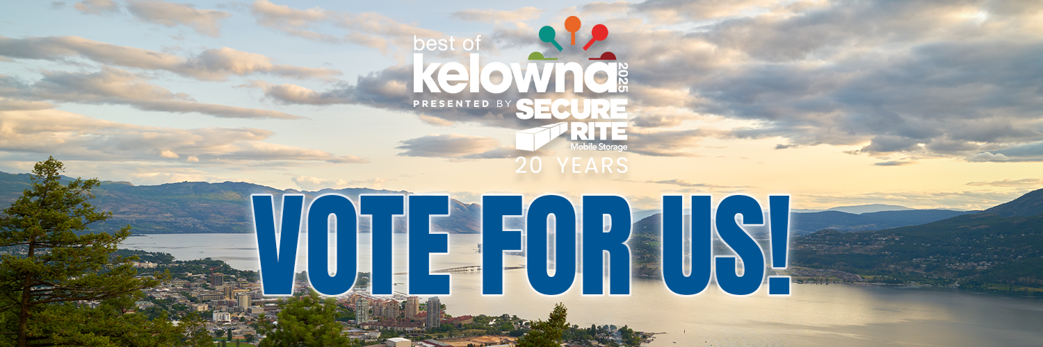 Banner saying to go to https://bestof.kelownanow.com/votes/ and vote for Vision Plumbing Heating Cooling for "best plumber" and "best HVAC" company in Kelowna 2025.