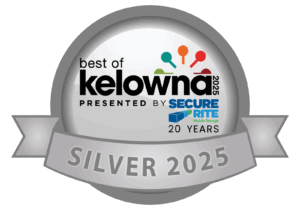 Best of Kelowna Silver Award Badge showing Vision Plumbing Heating Cooling is one of Kelowna's Best Plumbing companies of 2025